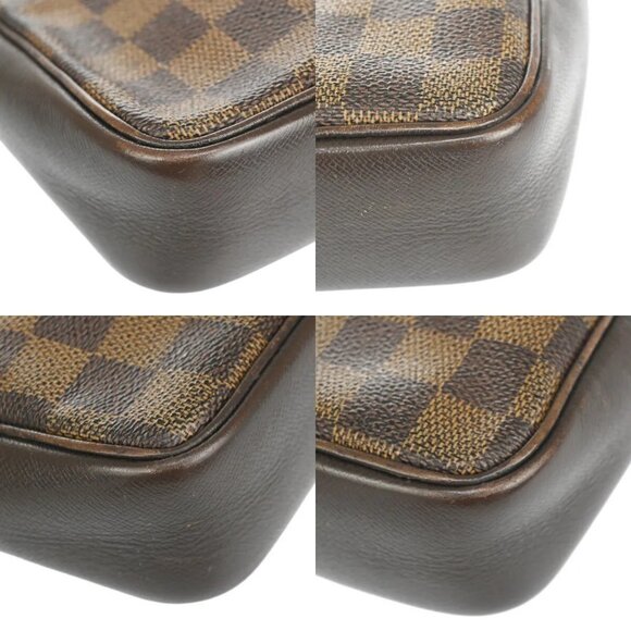 Auth LOUIS VUITTON Trousse Makeup Hand Bag Damier Ebene Leather Brown - Picture 10 of 16